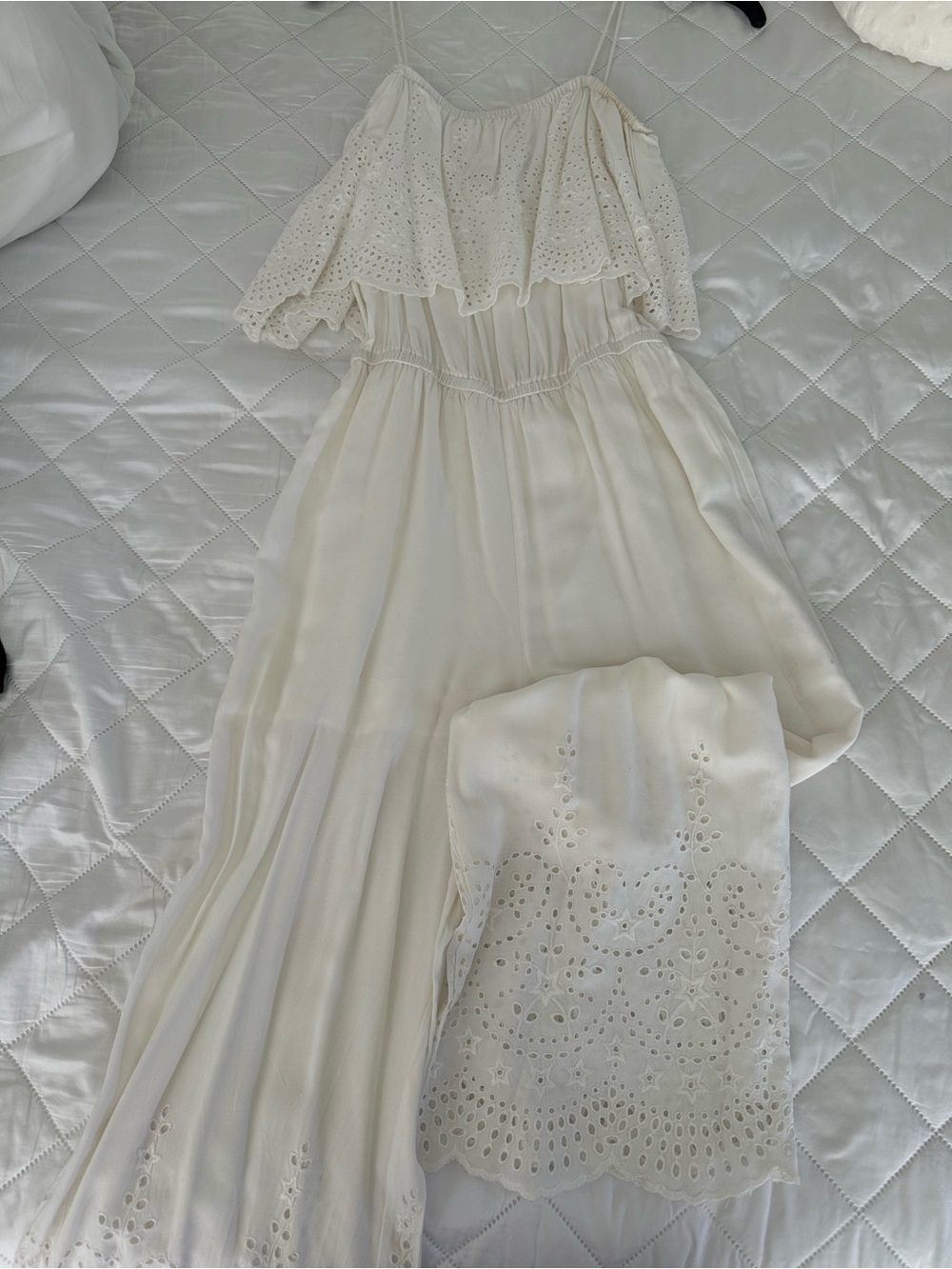 Boho White Eyelet Maxi Jumpsuite topshop
